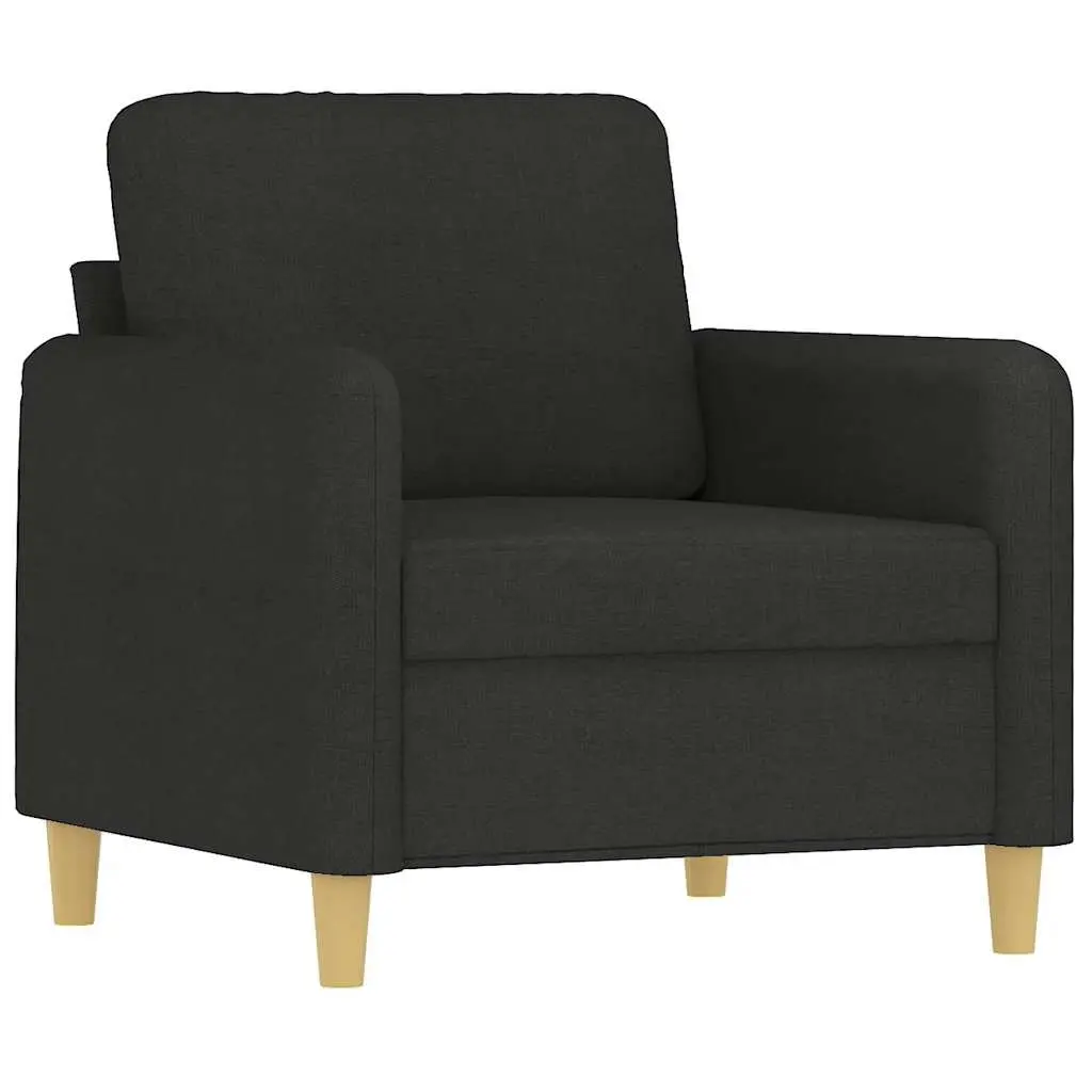 Black Fabric Sofa Chair with Footstool