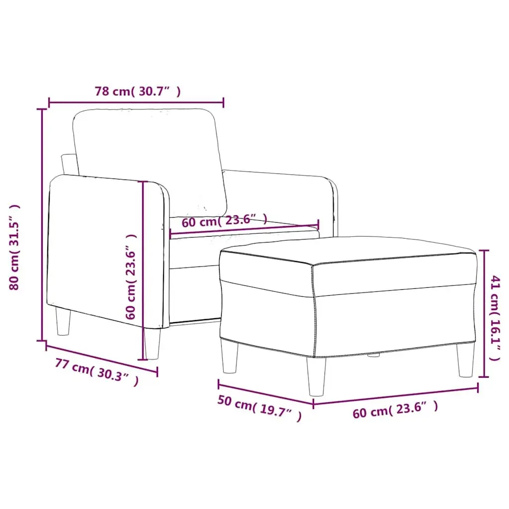 Black Fabric Sofa Chair with Footstool