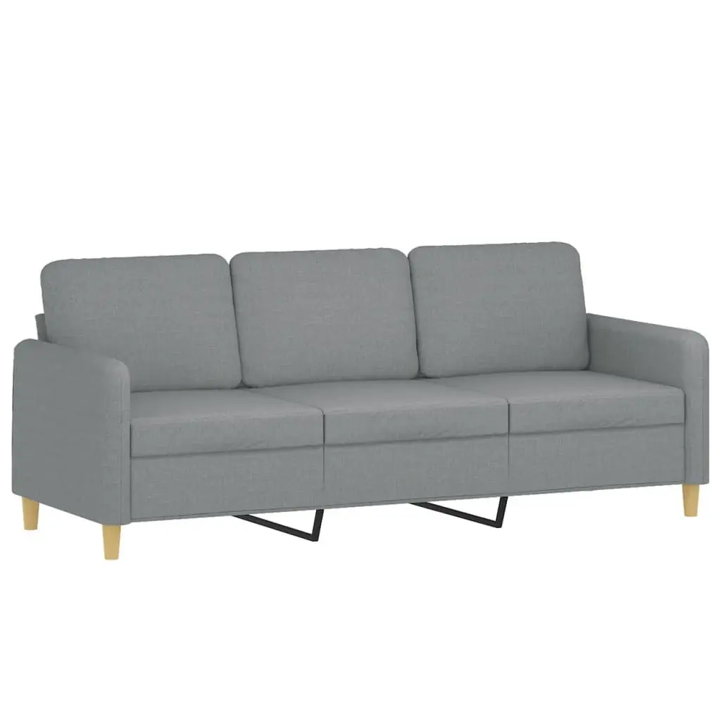 3-Seater Sofa Grey 180cm Fabric Couch with Footstool
