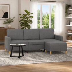 Grey 3-Seater Sofa with Footstool for Cozy Living Rooms