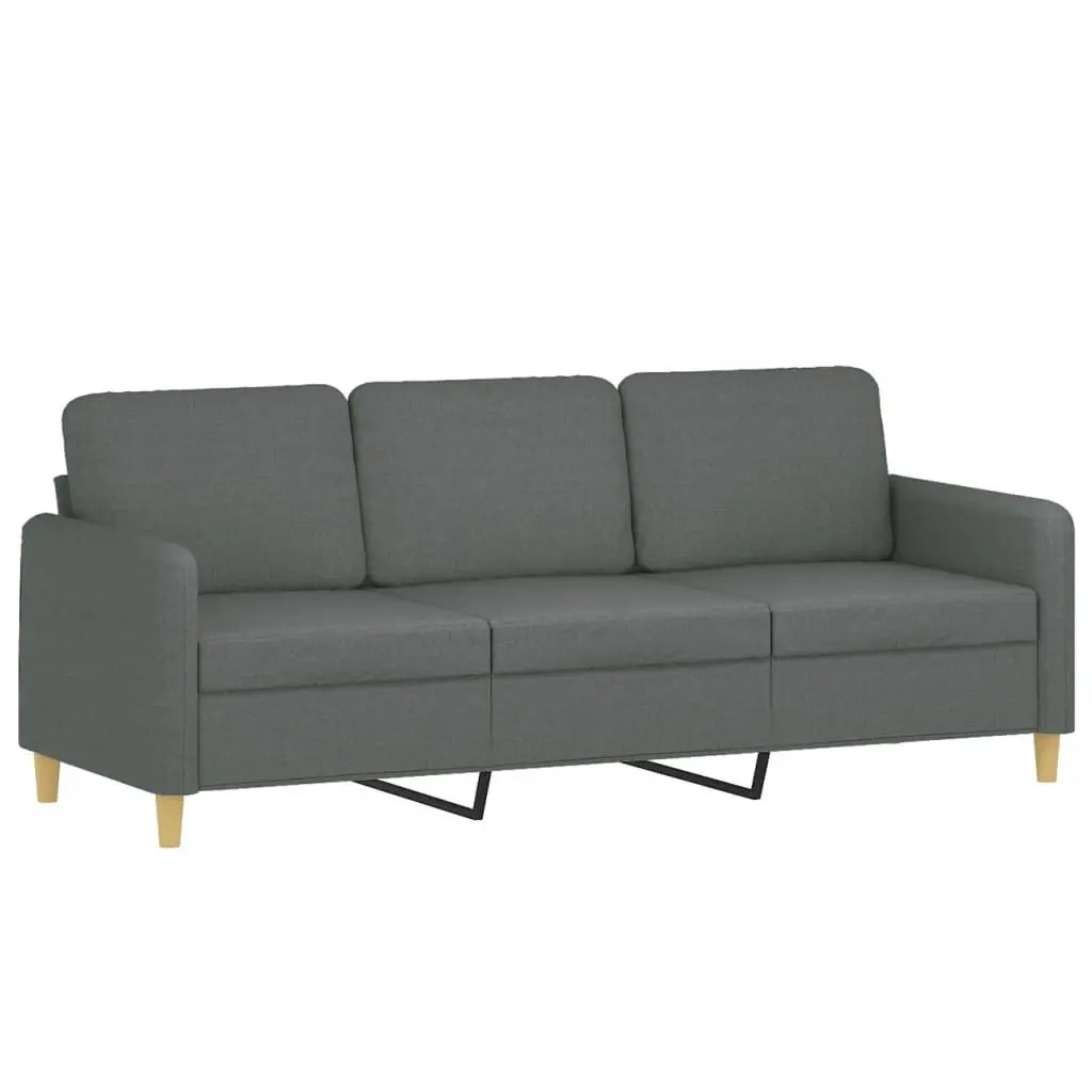 3-Seater Sofa with Footstool Grey 180cm Fabric Couch