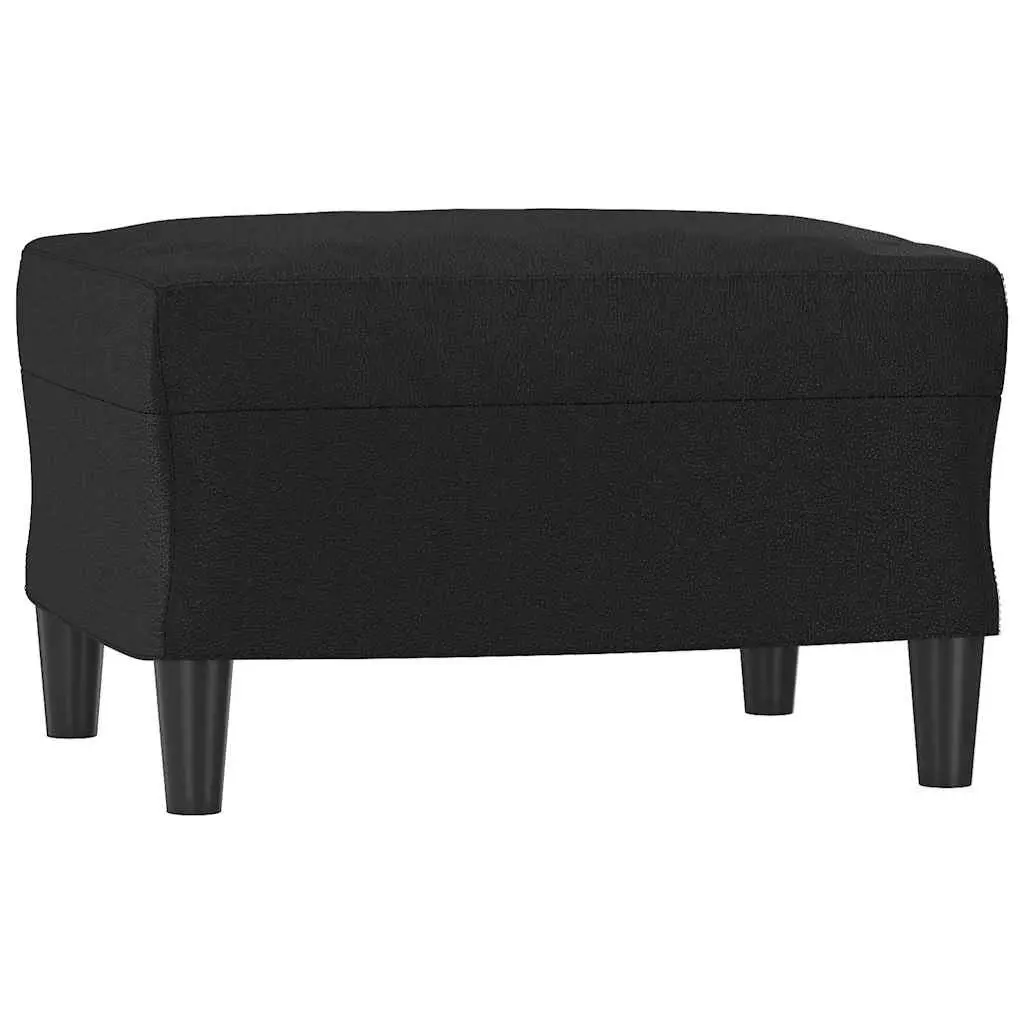 Sofa Chair Black Faux Leather Compact Lounge Seat with Footstool