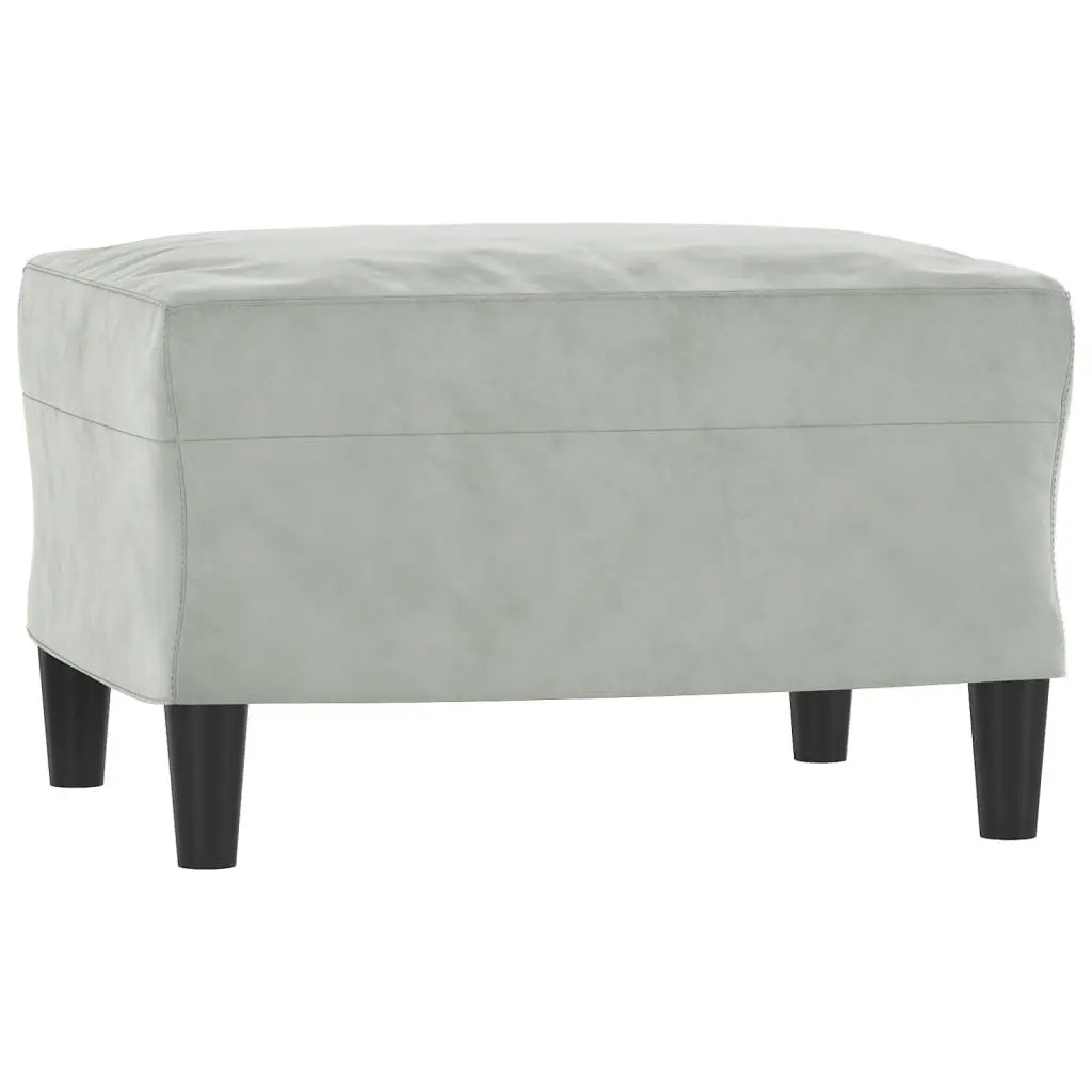 Sofa Chair Grey Velvet Lounge Seat with Footstool Plywood and Metal Frame