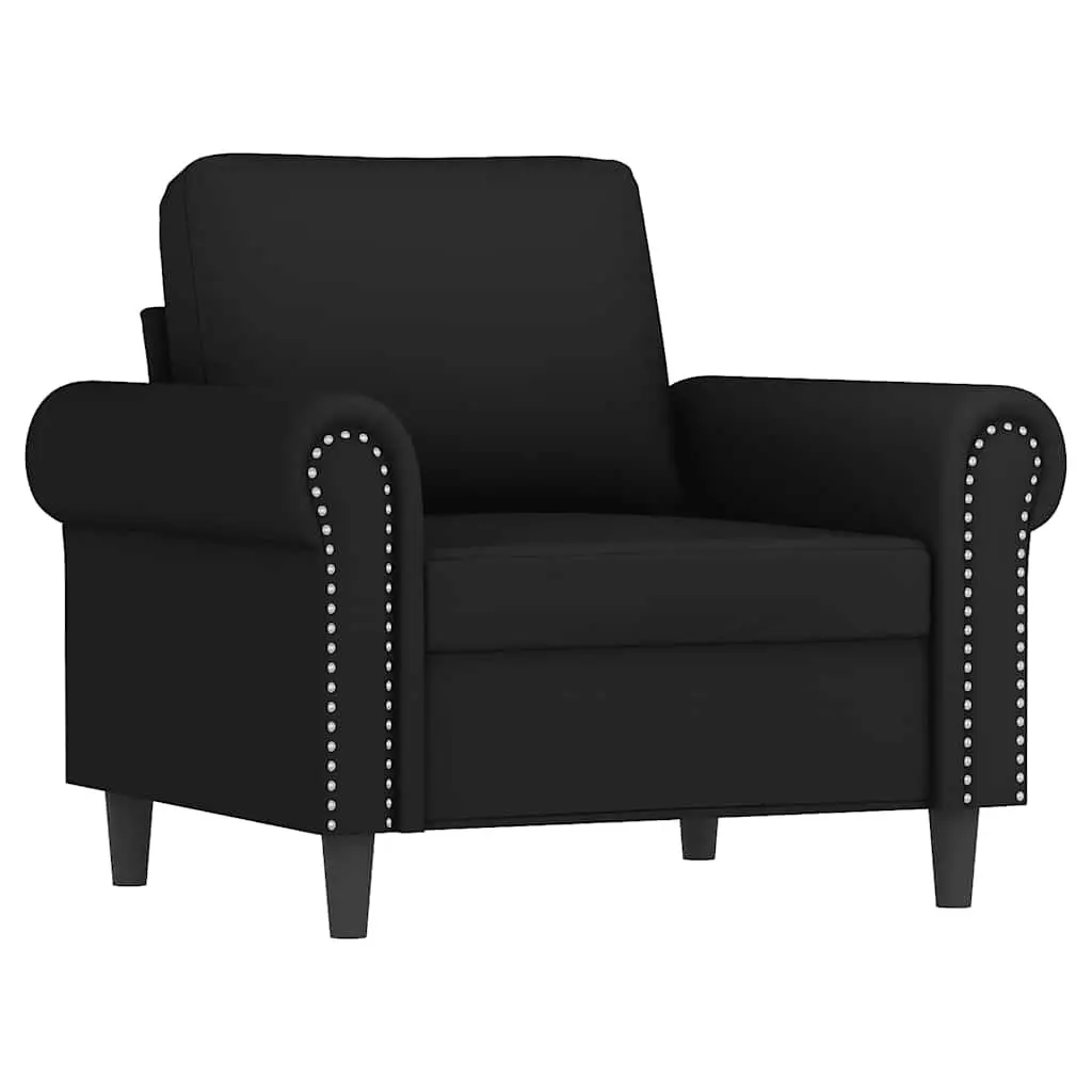 Sofa Chair Black Velvet Accent Armchair with Footstool Padded Seat Living Room