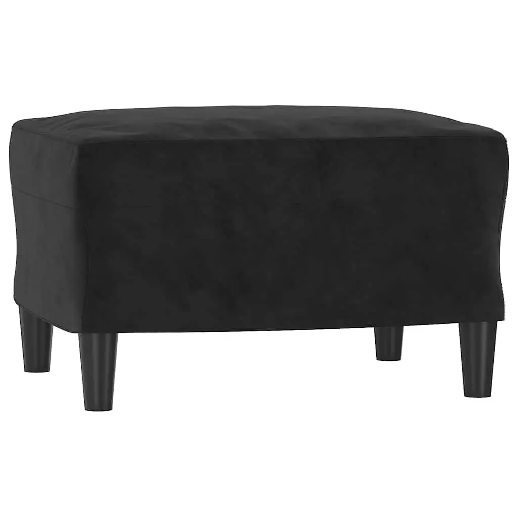 Sofa Chair Black Velvet Accent Armchair with Footstool Padded Seat Living Room