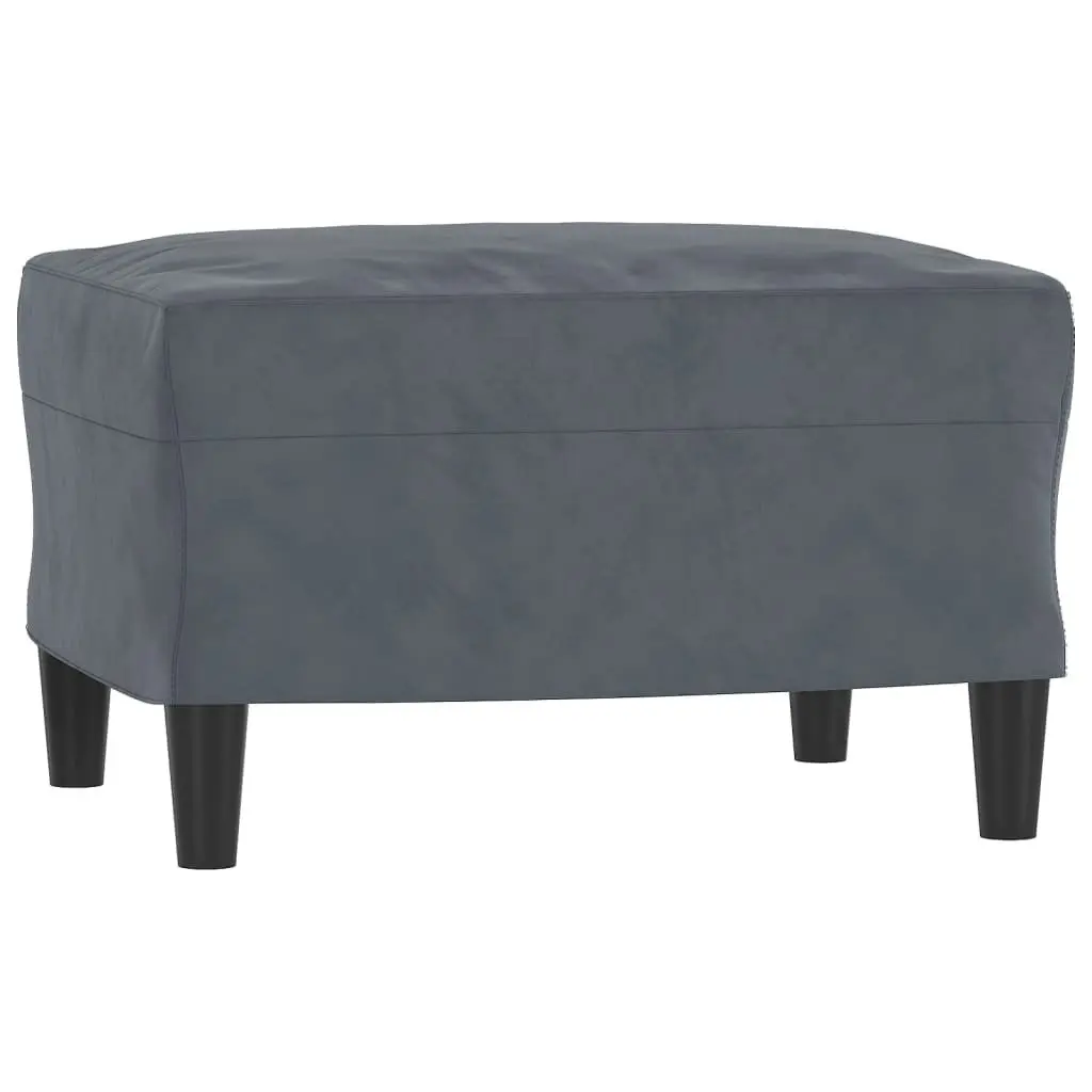 3-Seater Sofa Dark Grey 180cm Velvet Lounge Couch with Footstool