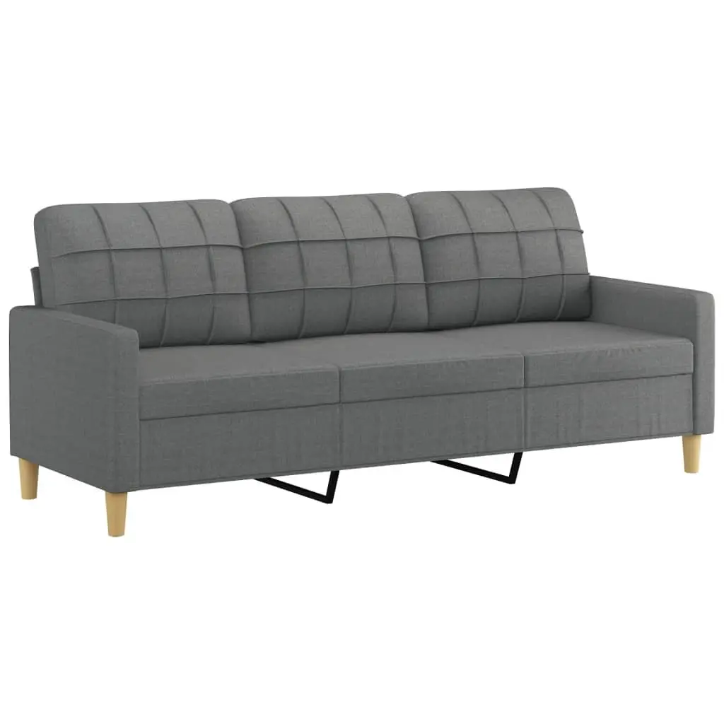 3 Piece Sofa Set Grey Fabric Living Room Furniture Seating with Cushions Modern