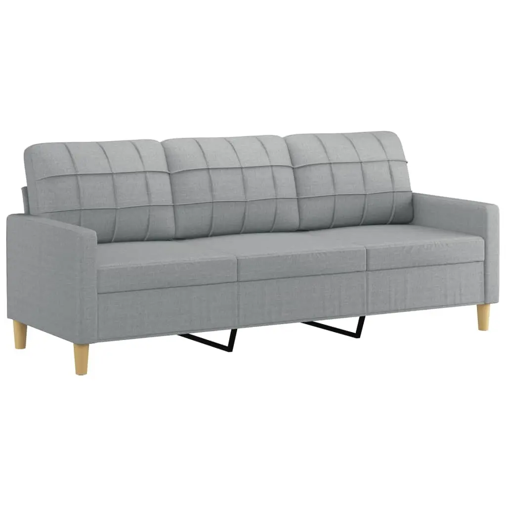 Grey Fabric Lounge Suite Sofa Set 4 Piece with Cushions and Footstool
