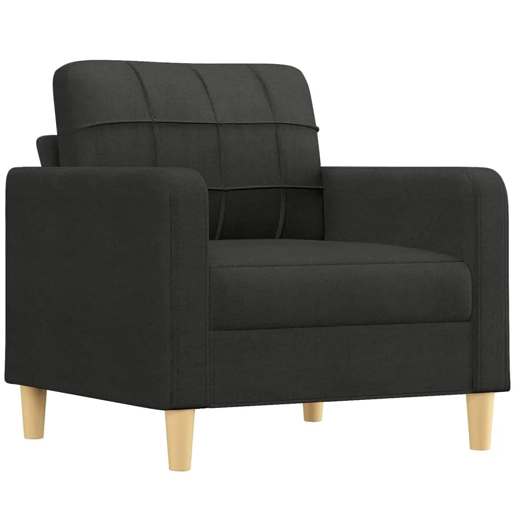 3 Piece Sofa Set Black Fabric Living Room Sectional