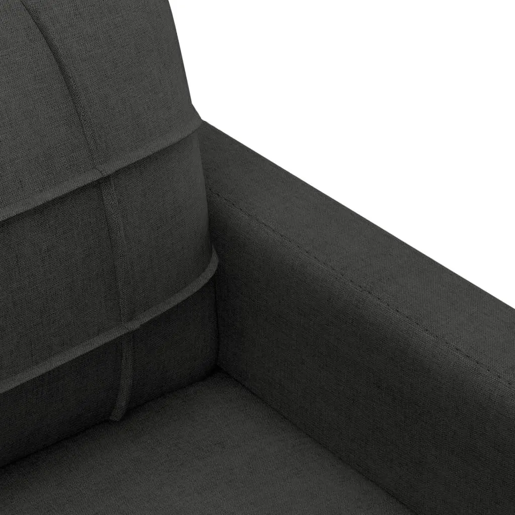 3 Piece Sofa Set Black Fabric Living Room Sectional