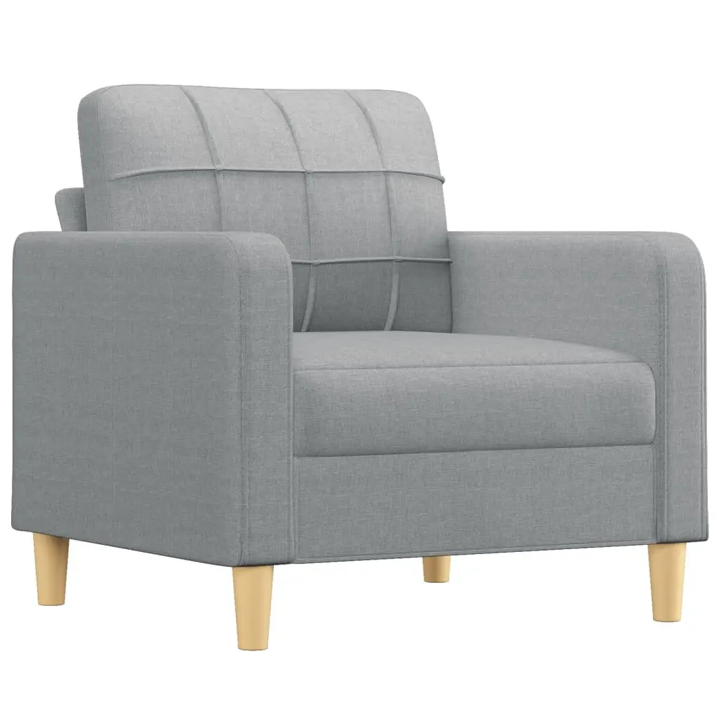 Grey Fabric Lounge Suite Sofa Set with Ottoman and Pillows 4 Pieces