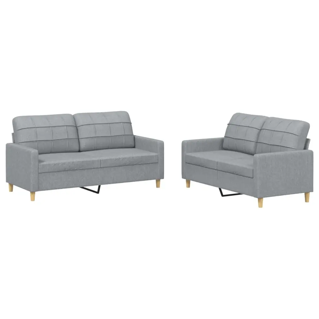 2 Piece Sofa Set Grey Fabric Contemporary Living Room Furniture
