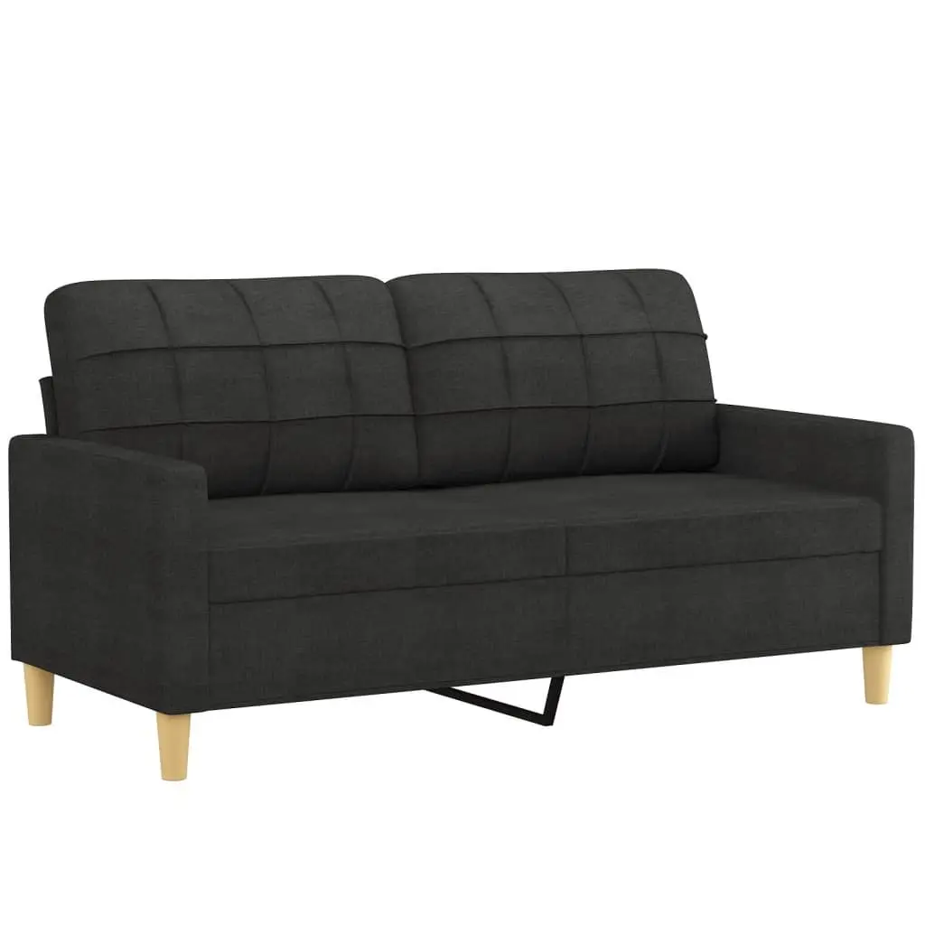 Sofa Set Black Fabric Modern 2 Piece Living Room Lounge Couch