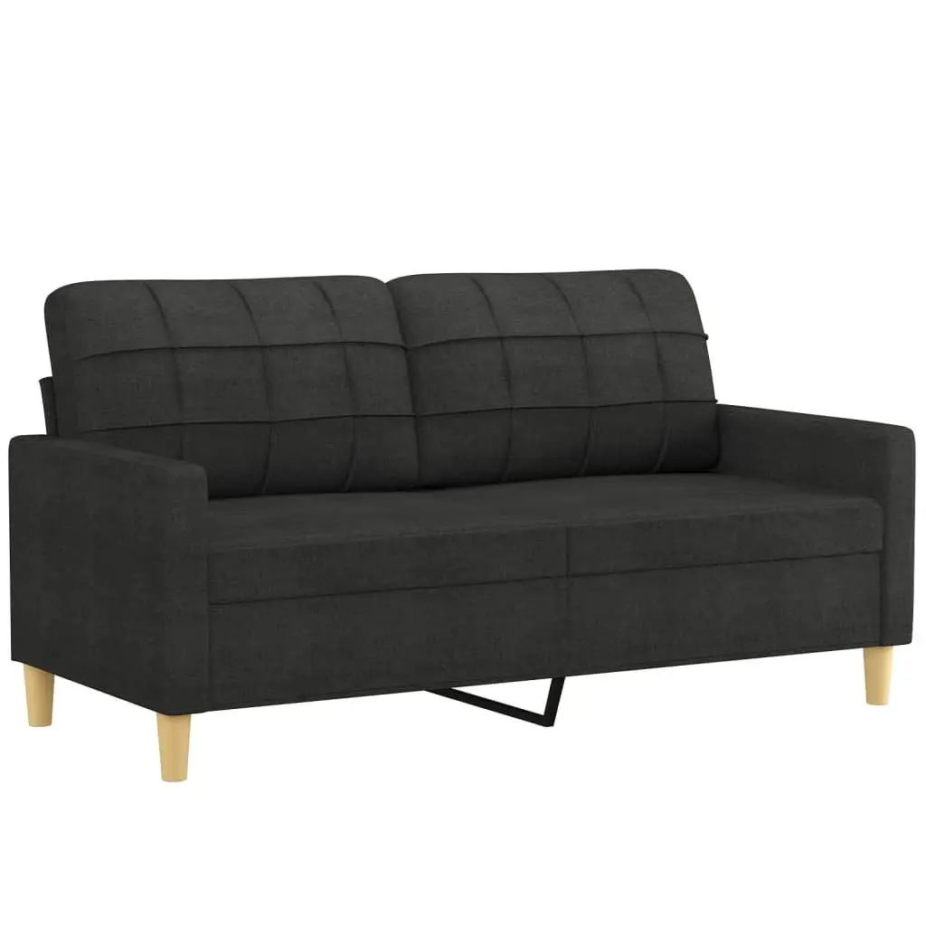 3 Piece Sofa Set Black Fabric Living Room Lounge Suite