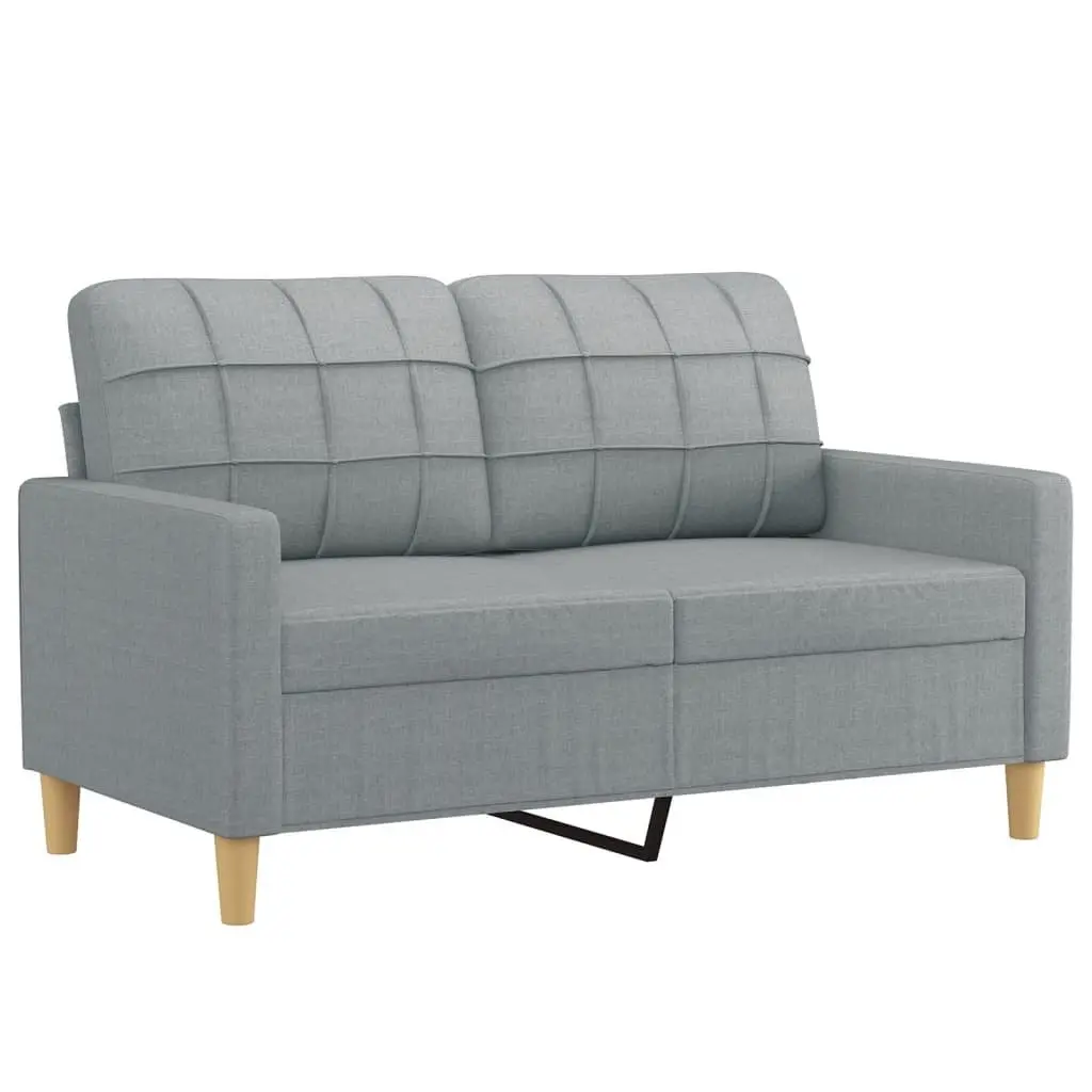 2 Piece Sofa Set Grey Fabric Lounge Suite Thick Cushioned Padded Seat Plywood and Metal Frame