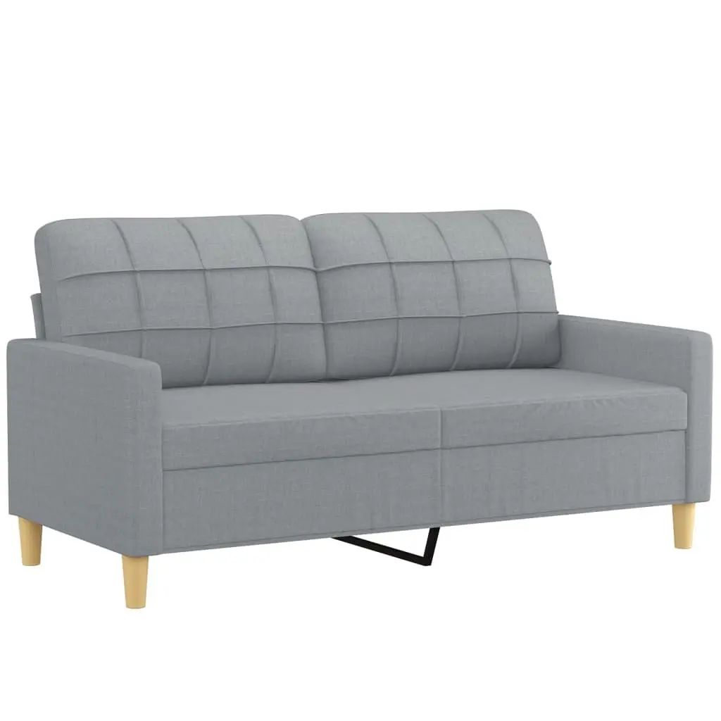 2 Piece Sofa Set Grey Fabric Lounge Suite Thick Cushioned Padded Seat Plywood and Metal Frame