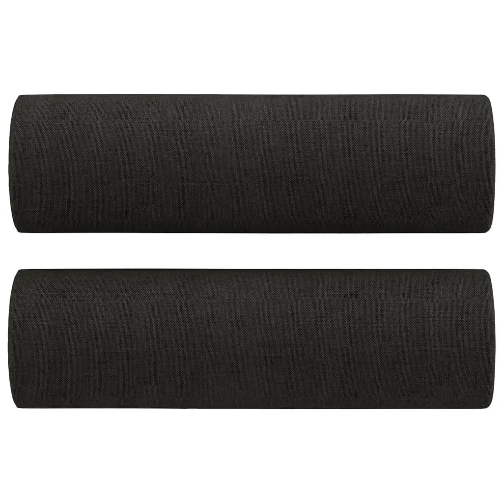 2 Piece Sofa Set Black Fabric Couch Durable Upholstery Plywood and Metal Frame