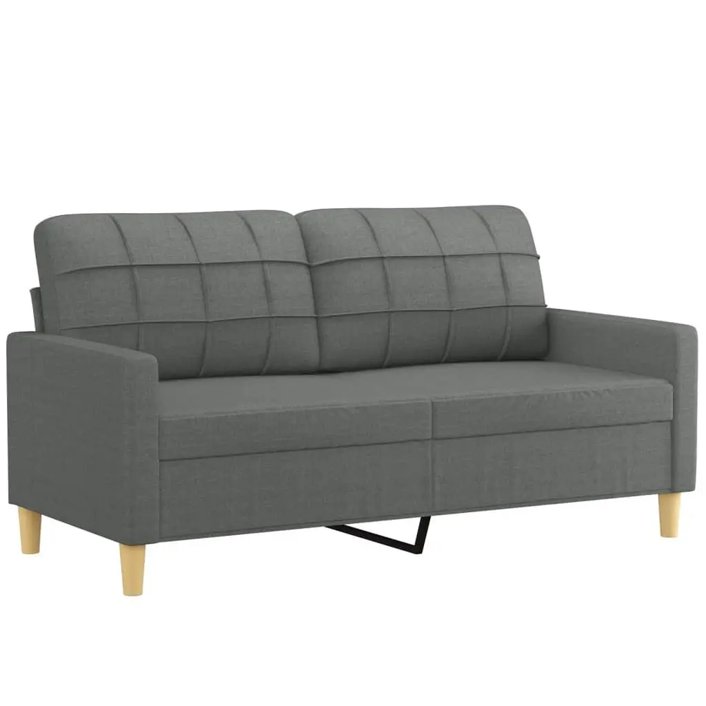 Grey Fabric Sofa Set Compact 3 Piece Living Room Couch with Footstool and Pillows