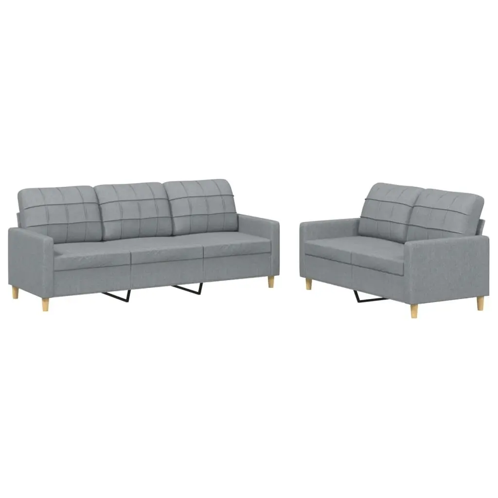 Sofa Set Grey Fabric 2 Piece Living Room Seating Couch