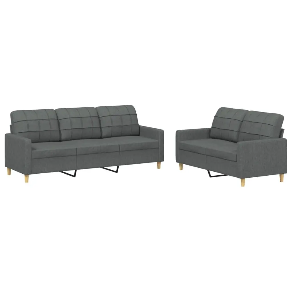 2 Piece Sofa Set Grey Fabric Modern Minimalist Living Room Lounge Suite Couch Armchair