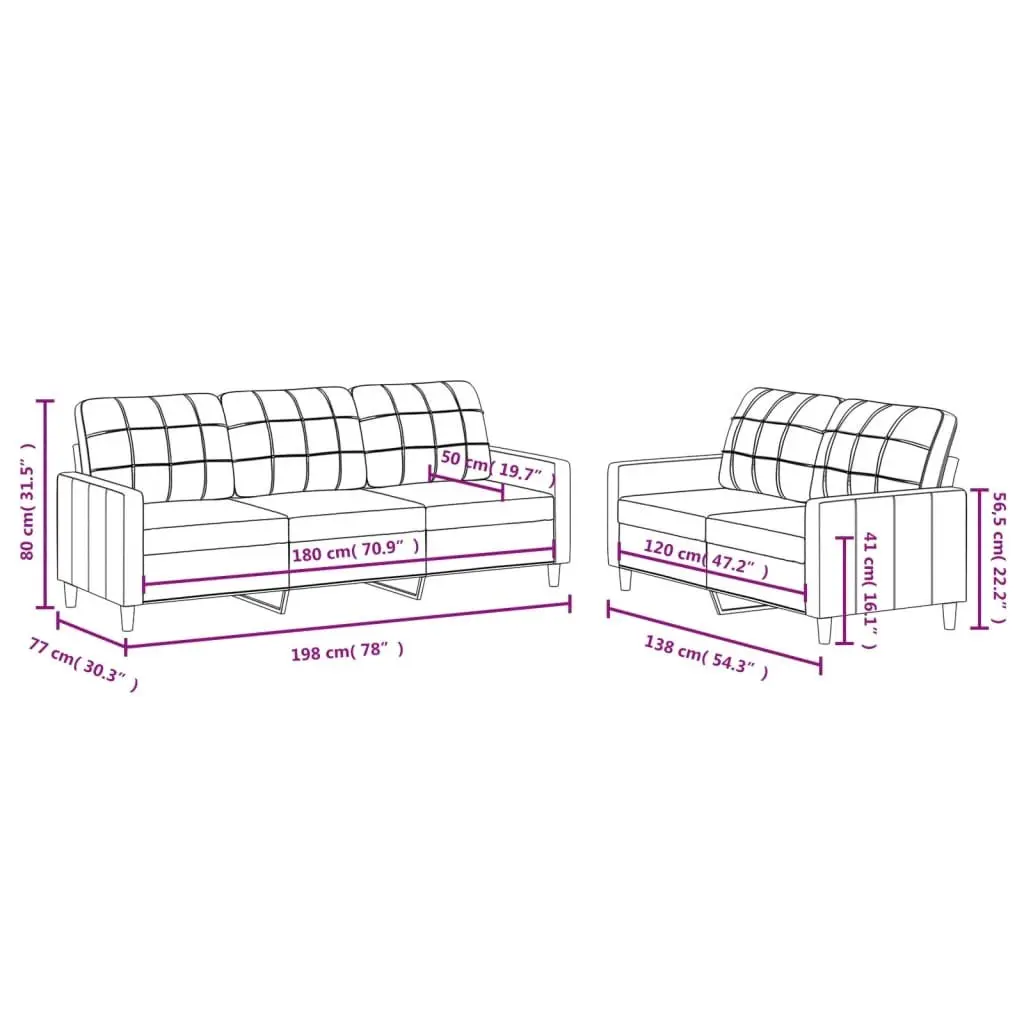 2 Piece Sofa Set Grey Fabric Modern Minimalist Living Room Lounge Suite Couch Armchair