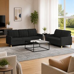 Cozy Two-Piece Black Sofa Set for Living Rooms
