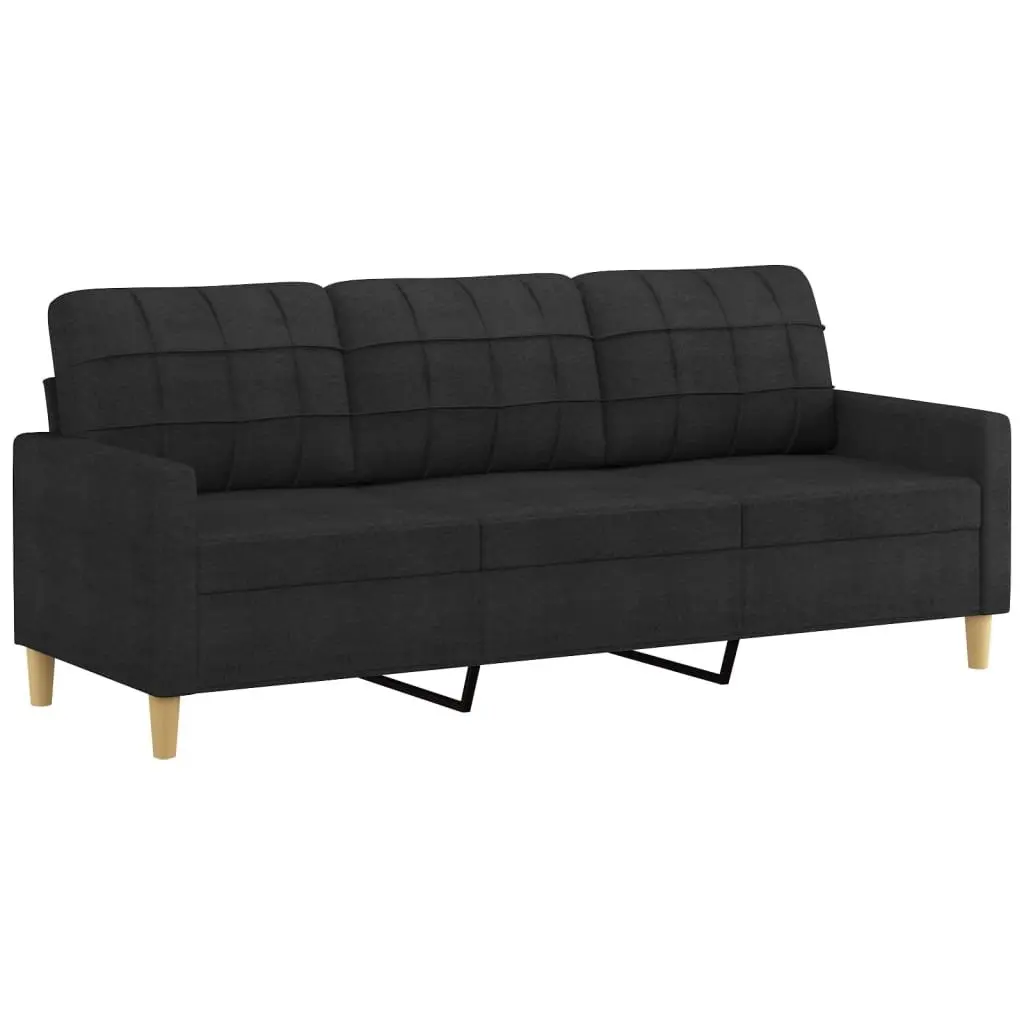 2 Piece Sofa Set Black Fabric Modern Minimalist Living Room Furniture
