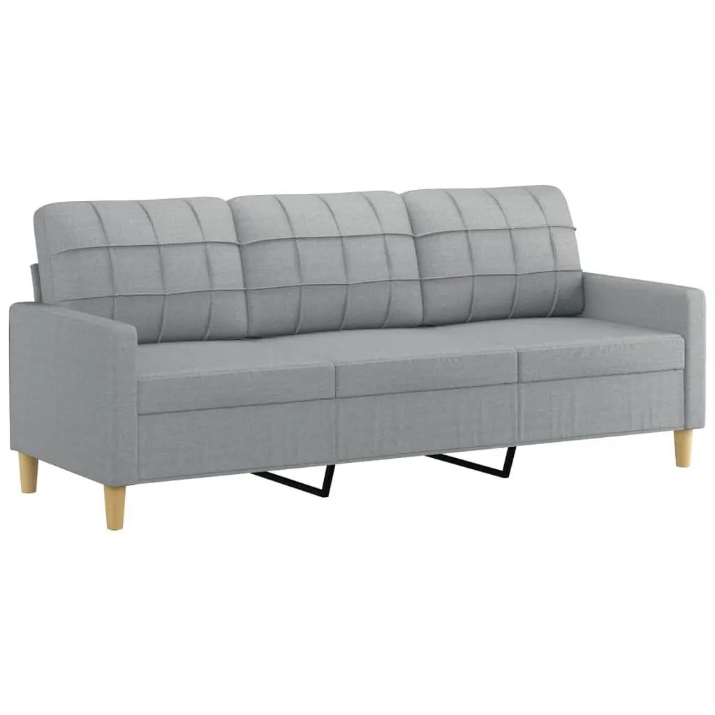 Grey Fabric Lounge Suite Compact 3 Piece Sofa Set Armchair Footstool