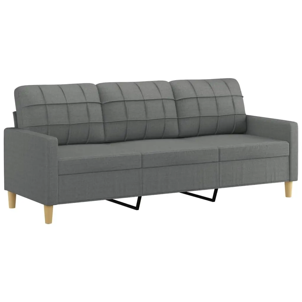 Grey Fabric 3 Piece Sofa Set Living Room Lounge Seating with Footstool and Cushions