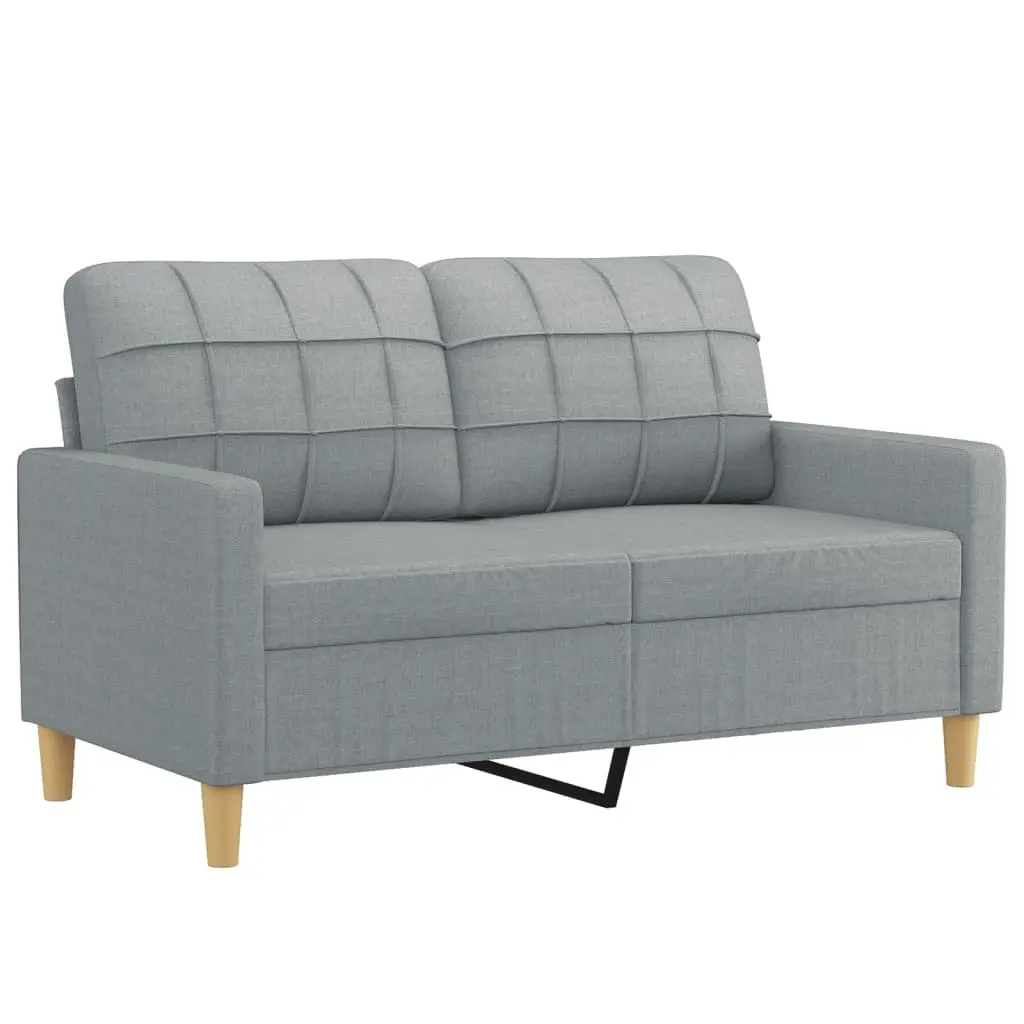 2 Piece Sofa Set Grey Fabric Plywood and Metal Frame