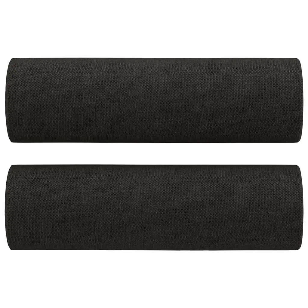2 Piece Sofa Set Black Fabric Upholstery Plywood and Metal Frame