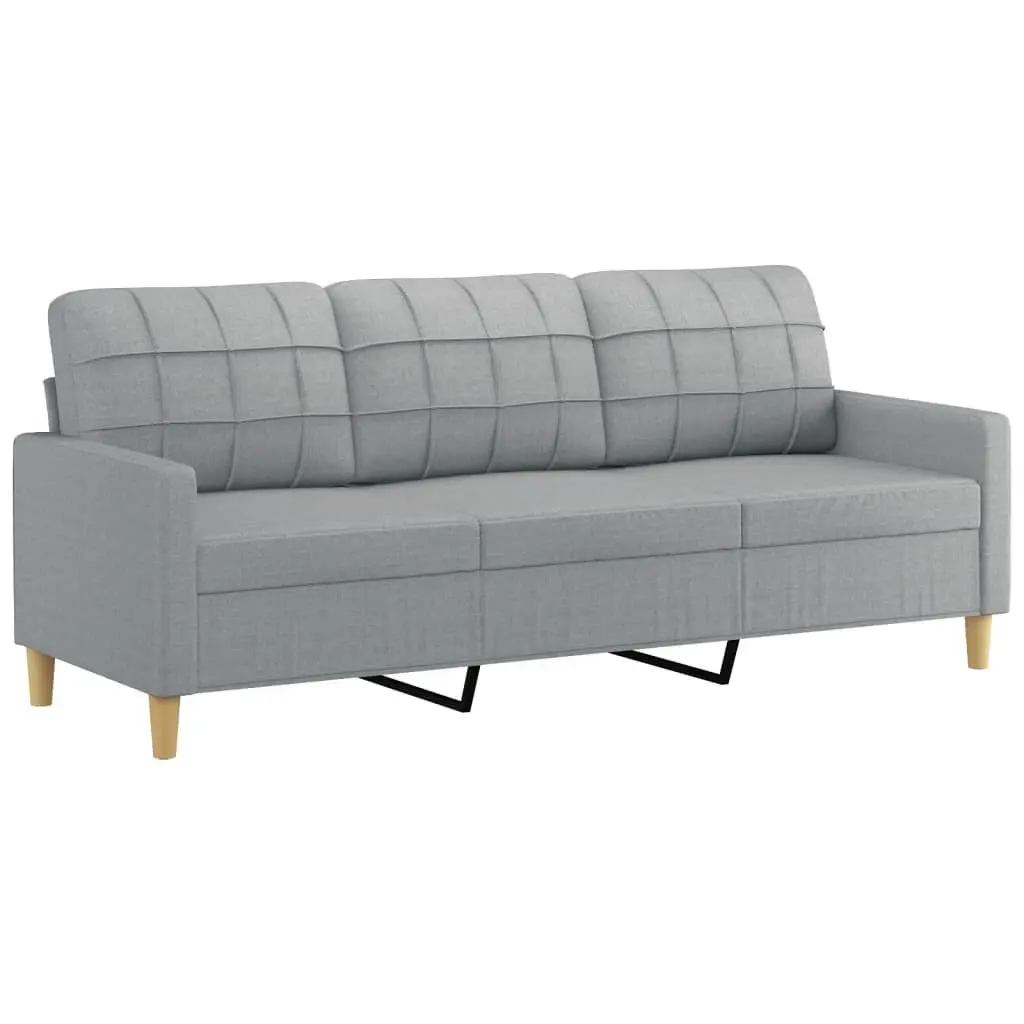 Sofa Set Grey Fabric 3 Piece Living Room Furniture