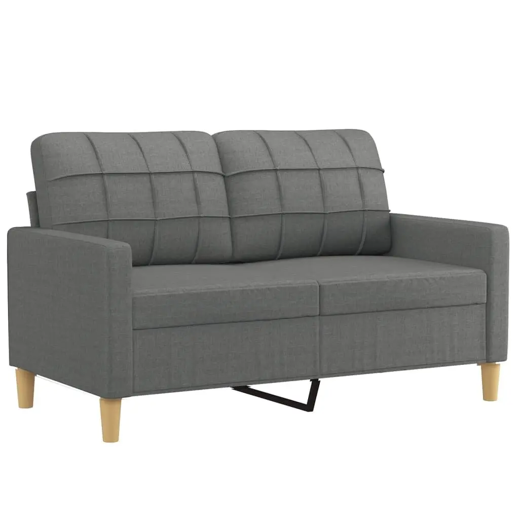 Grey Fabric Lounge Sofa Set 3 Piece with Footstool and Pillows for Living Room