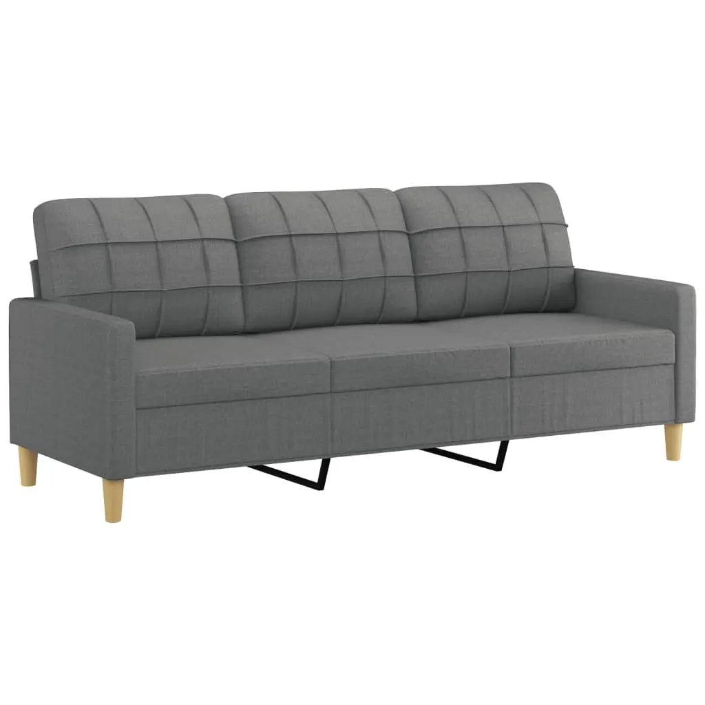Grey Fabric Lounge Sofa Set 3 Piece with Footstool and Pillows for Living Room