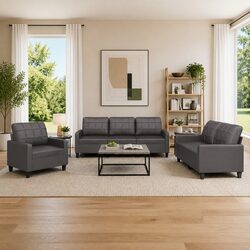 Grey 3 Piece Sofa Set for Cozy Living Spaces
