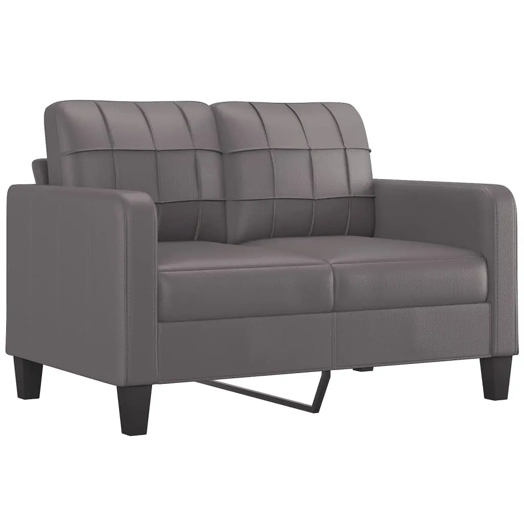 3 Piece Sofa Set Grey Modern Faux Leather Living Room Furniture