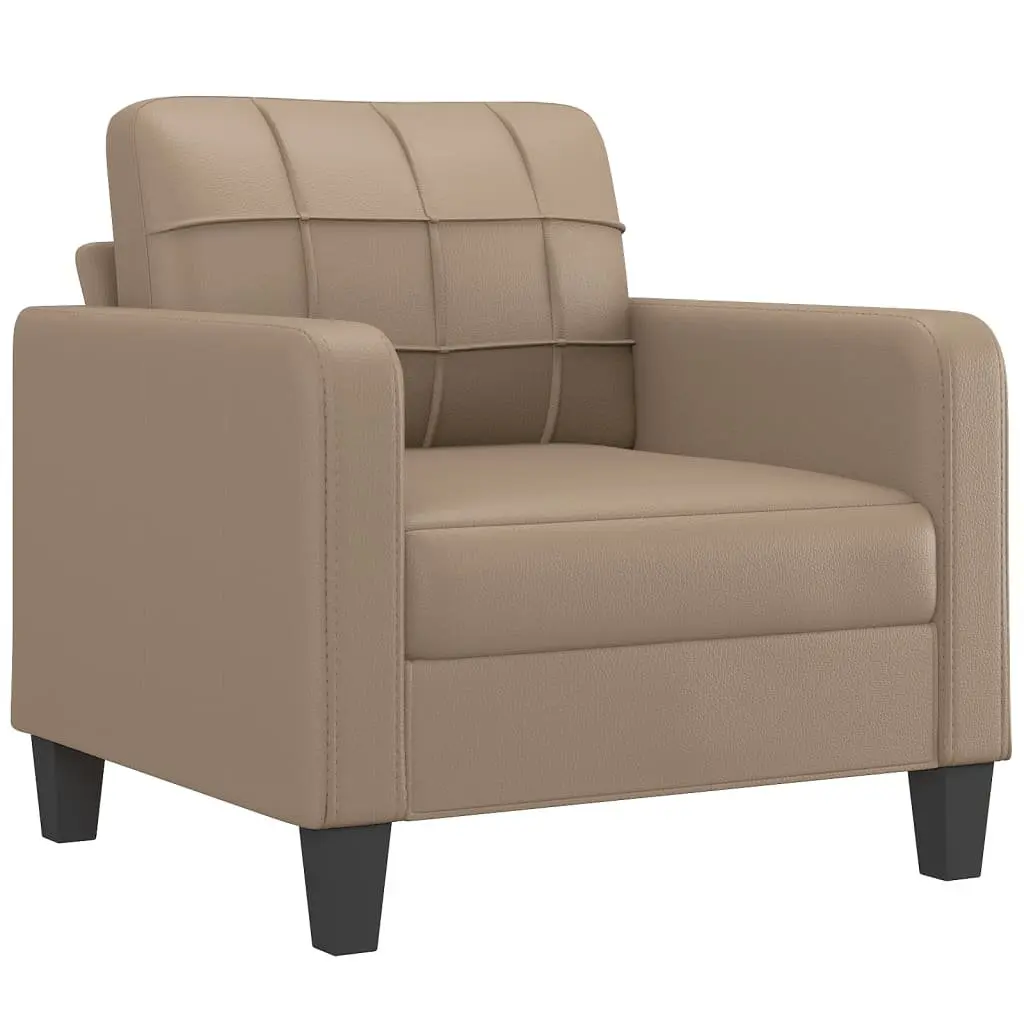 3 Piece Sofa Set Brown Faux Leather Modern Living Room Furniture