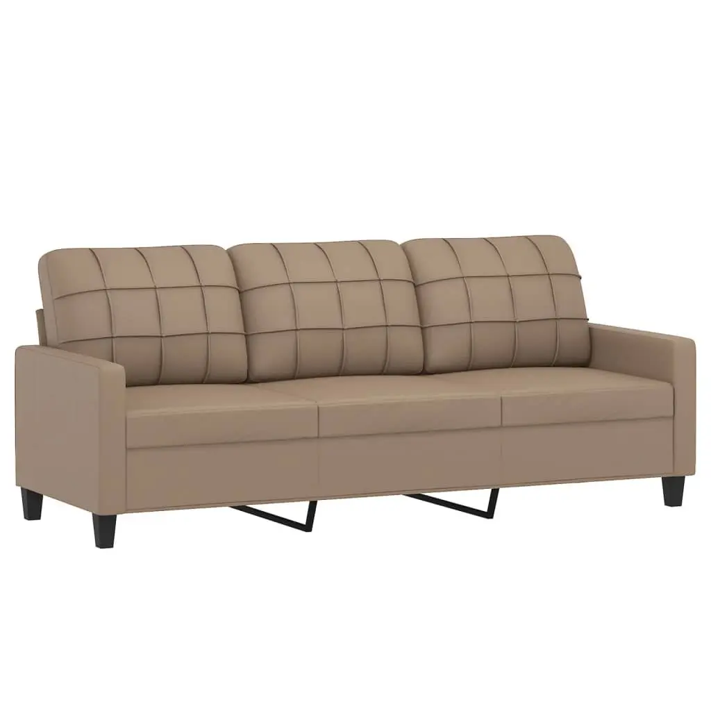 4 Piece Sofa Set Brown Faux Leather Plywood and Metal