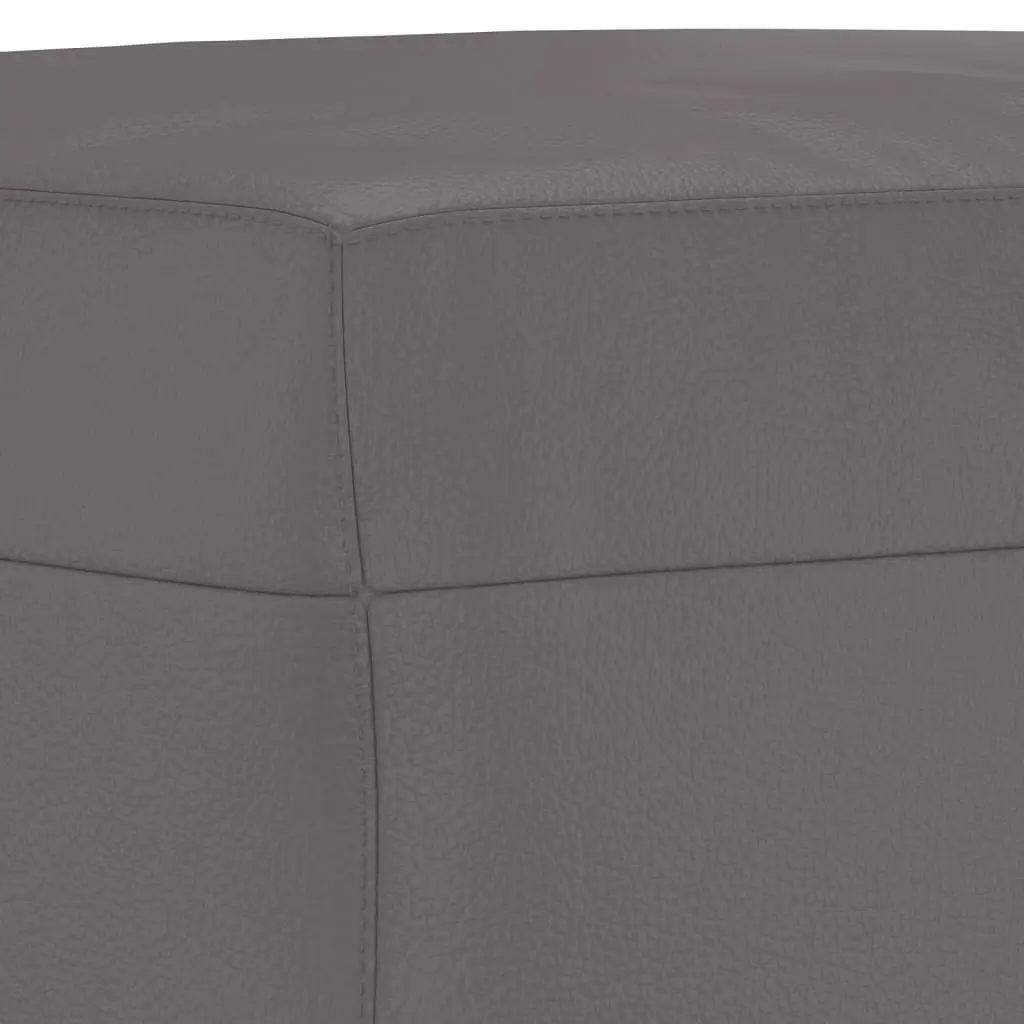 4 Piece Sofa Set Grey Faux Leather Couch with Throw Pillows Footstool Living