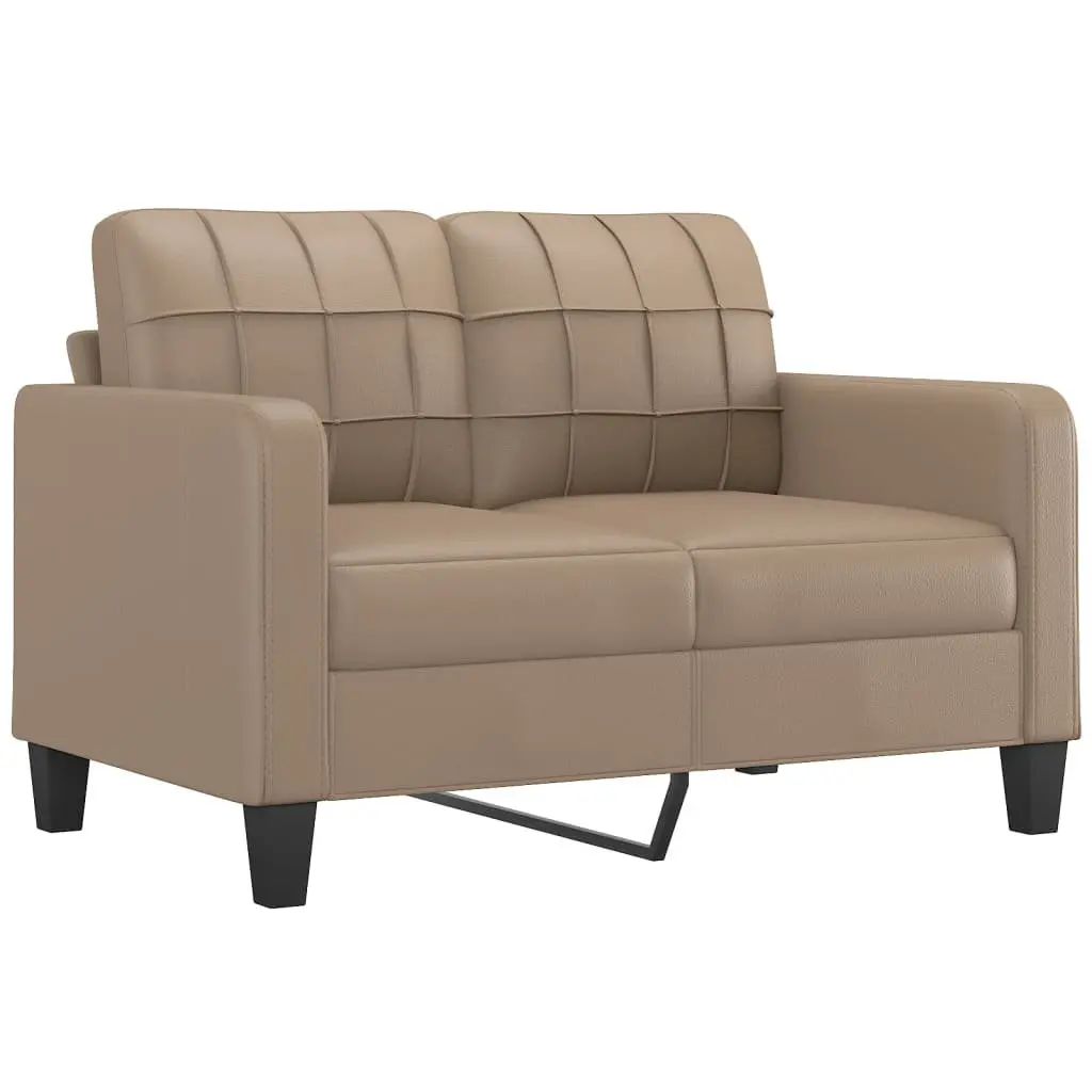 4 Piece Sofa Set Brown Faux Leather Lounge Suite