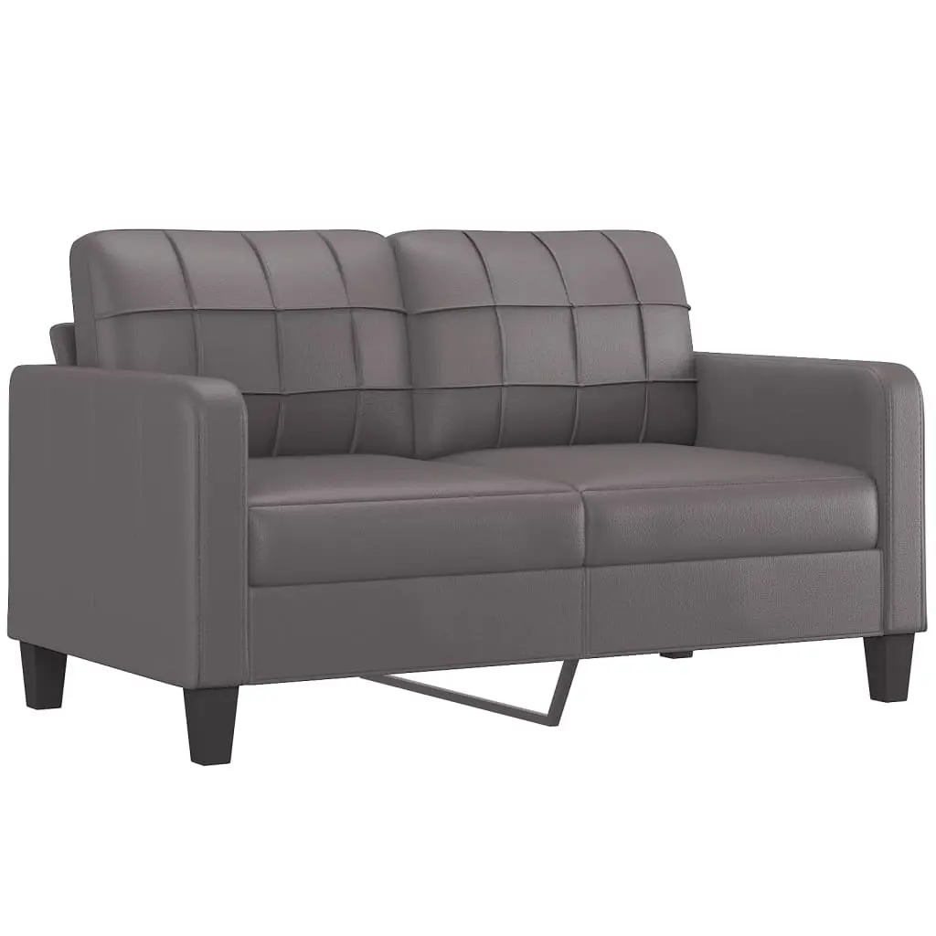 Grey Faux Leather 2 Piece Sectional Sofa Set Contemporary Living Room Furniture