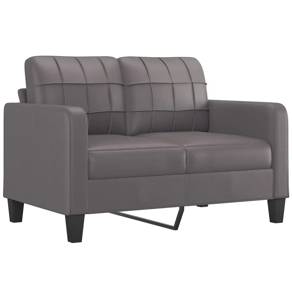 3 Piece Sofa Set Grey Faux Leather Lounge Suite Living Room Furniture