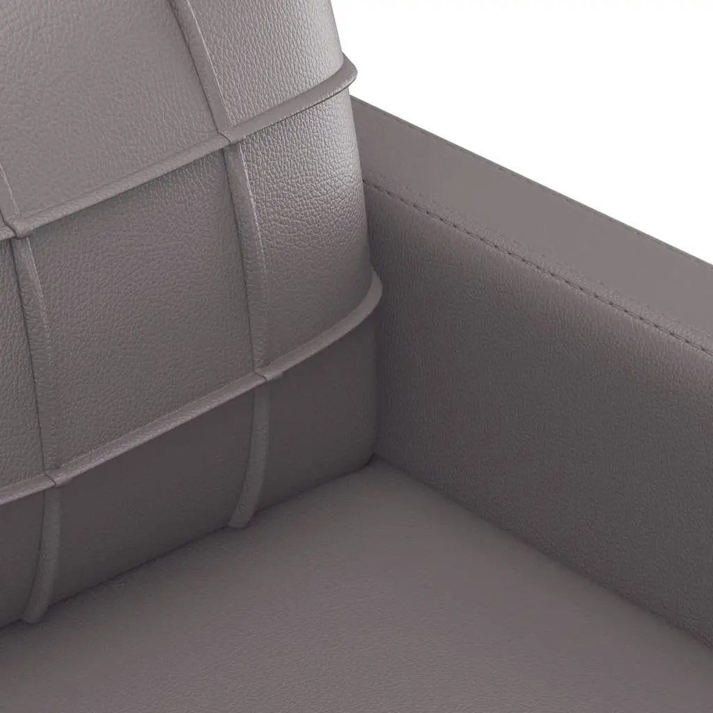 3 Piece Sofa Set Grey Faux Leather Lounge Suite Living Room Furniture