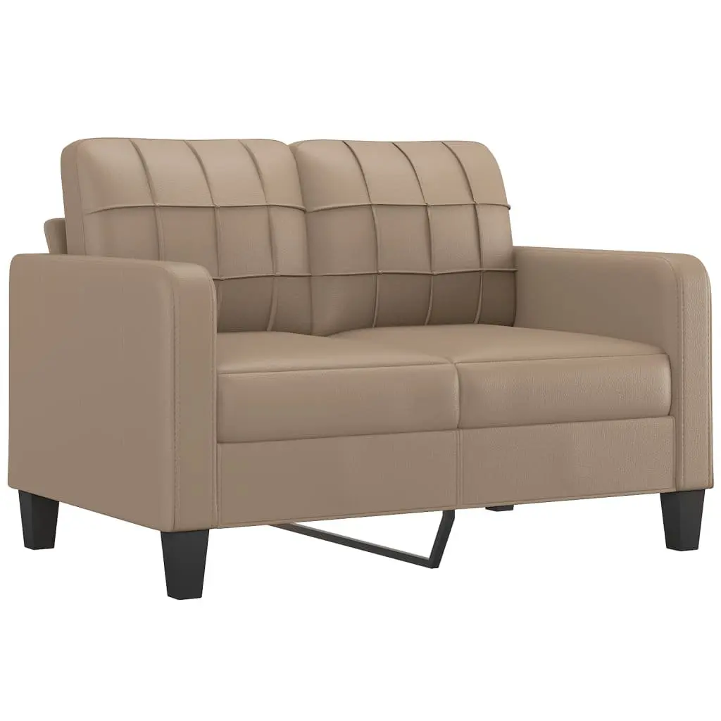 3 Piece Sofa Set Brown Faux Leather Compact Lounge Couch