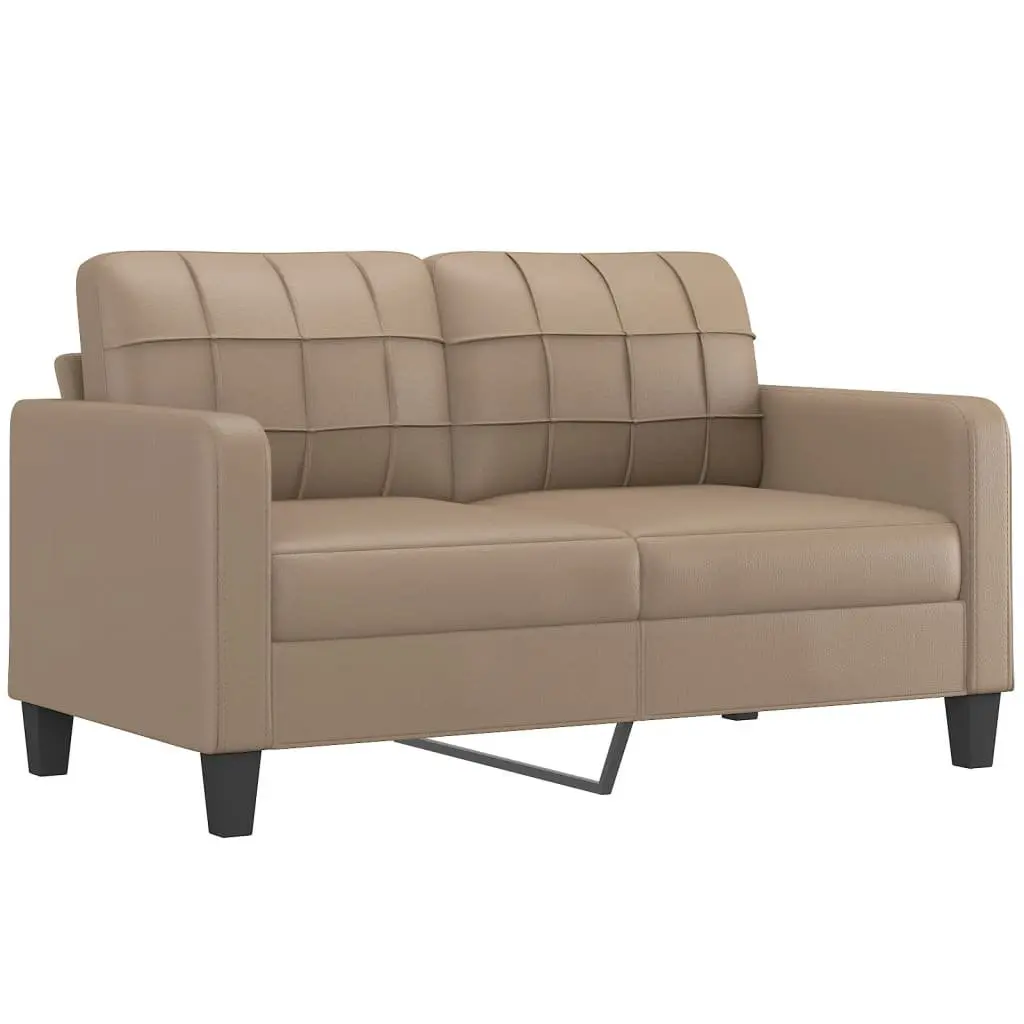3 Piece Sofa Set Brown Faux Leather Compact Lounge Couch
