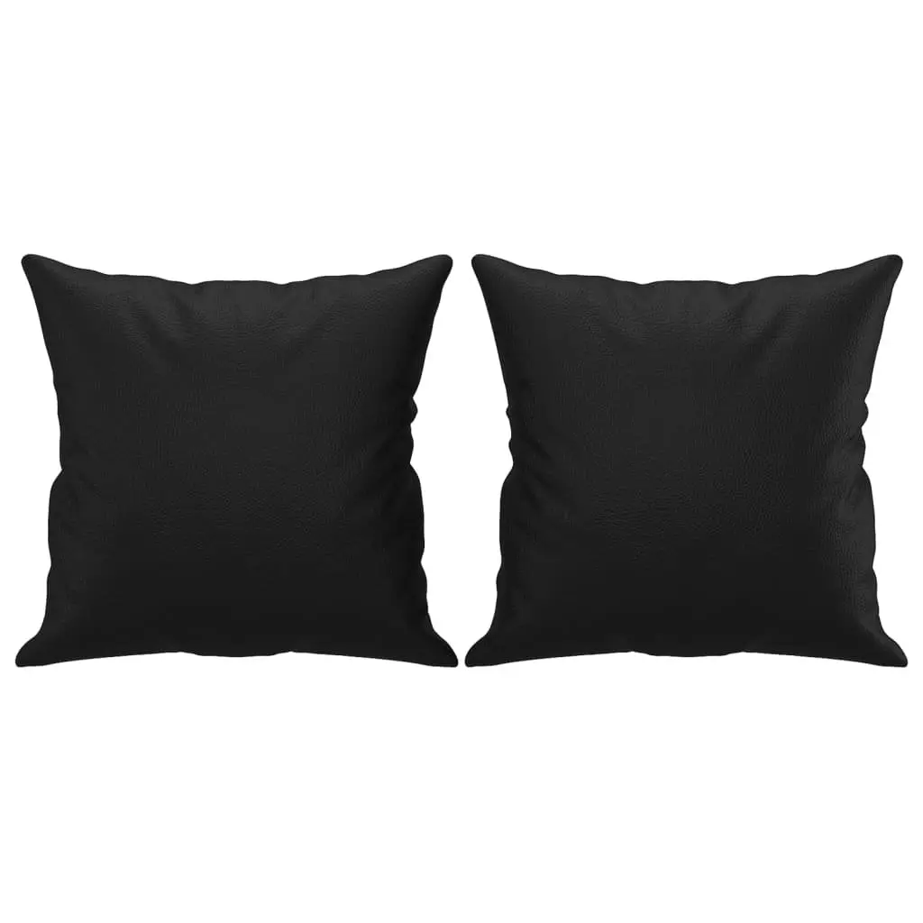 Sofa Set Black Faux Leather 2 Piece Lounge Couch