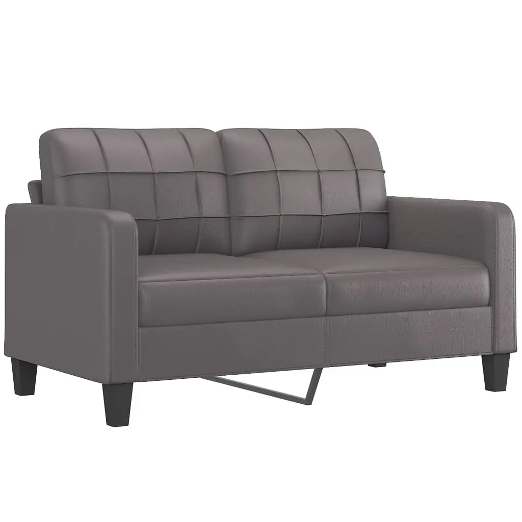 Sofa Set Grey Faux Leather 2 Piece Couch Lounge Suite