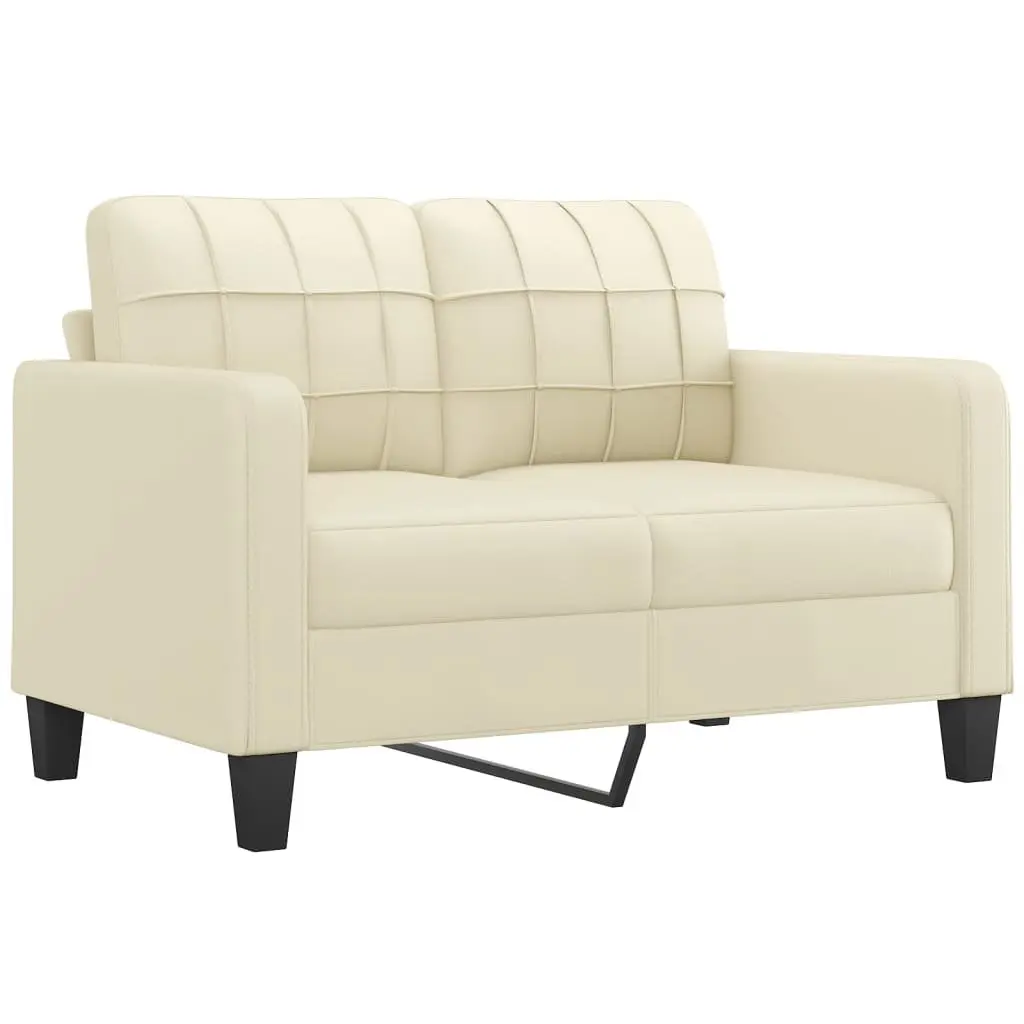 2 Piece Sofa Set Modern Cream Faux Leather