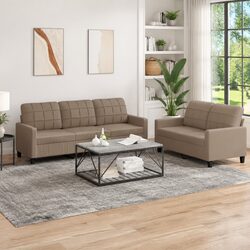 Cozy 2 Piece Sofa Set in Brown Faux Leather