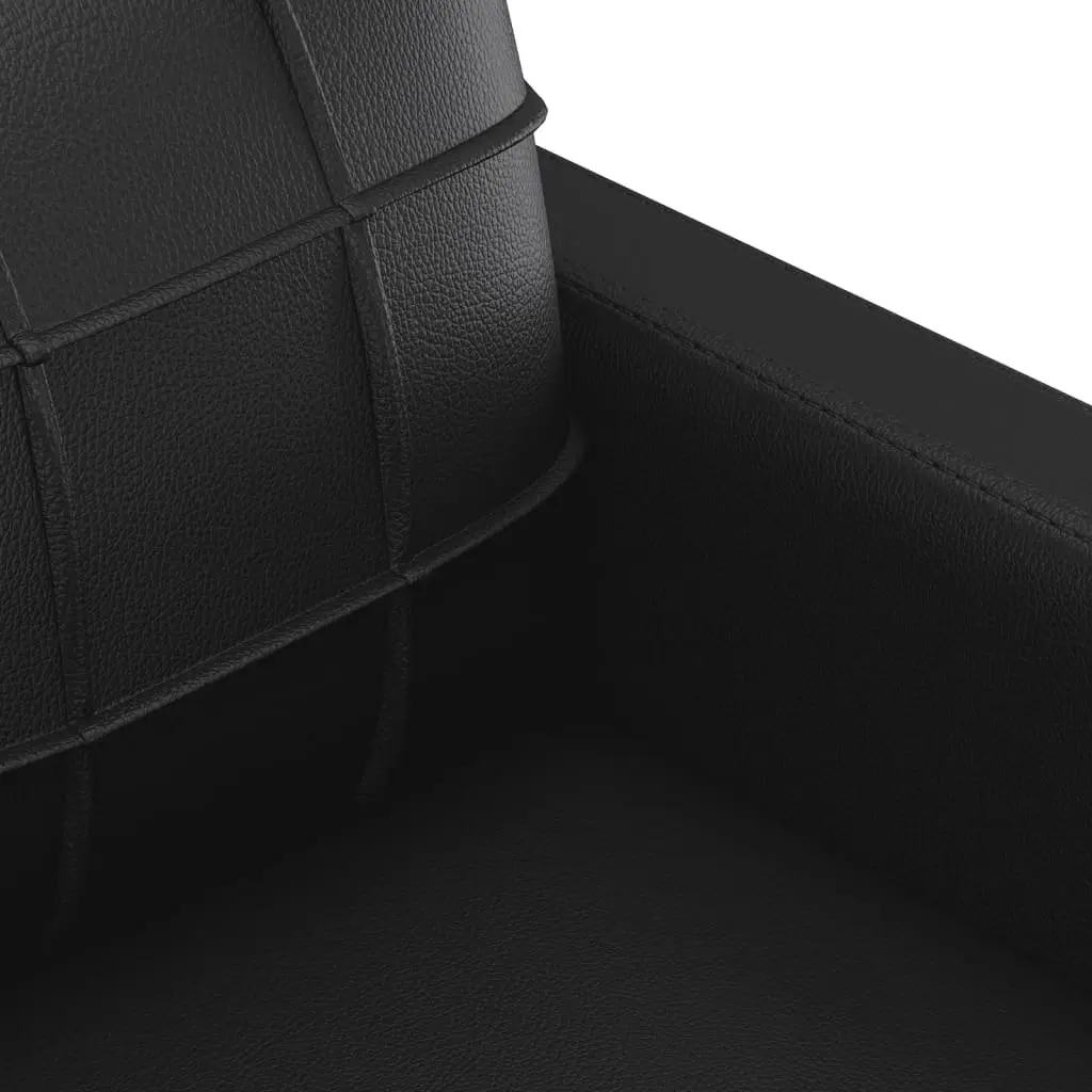 3 Piece Sofa Set Black Faux Leather Compact Living Room Furniture